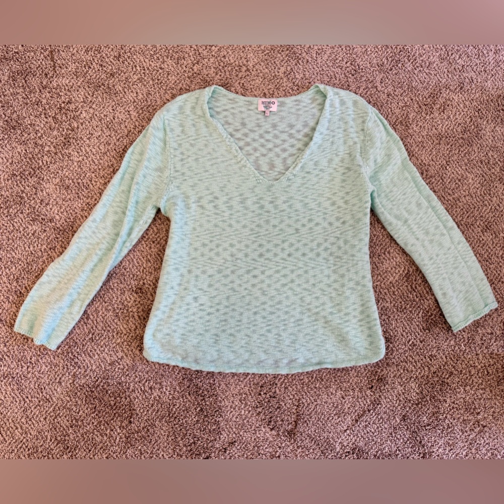 Womens Hi Ho Tortola knit Sweater in light green. Size large